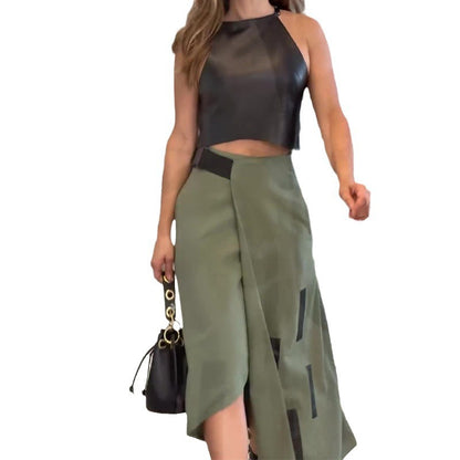 Summer New Fashion Halter Short Dress Fashionable Skirt Two-piece Set
