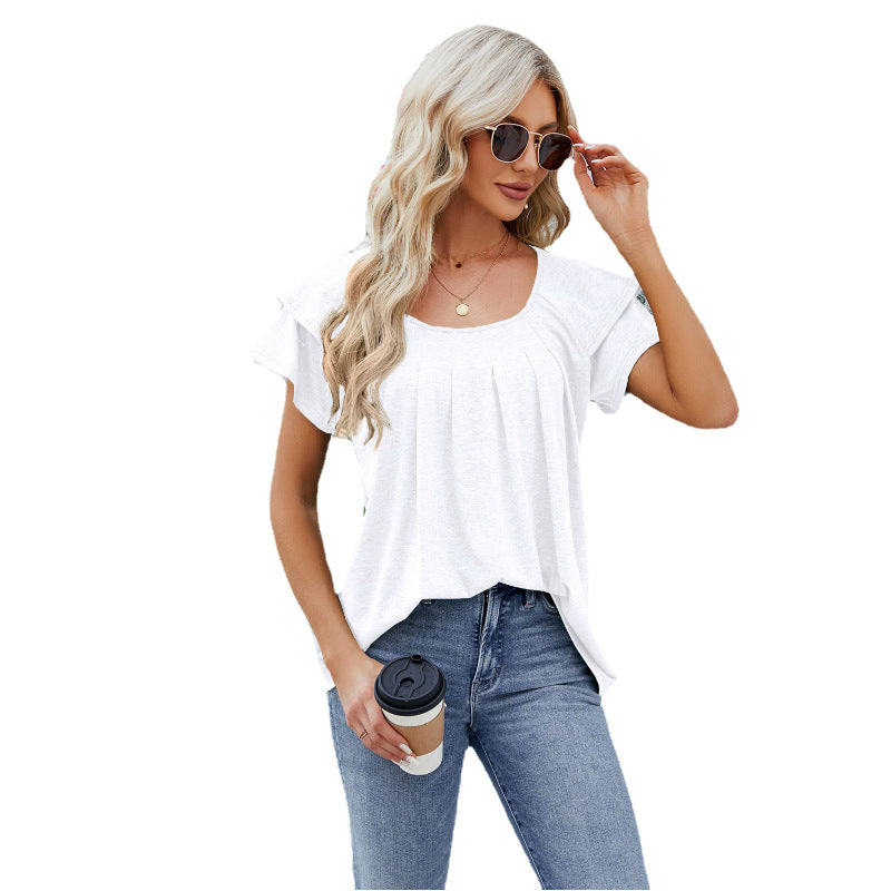 Round Neck Short Sleeves T-shirt Top For Women